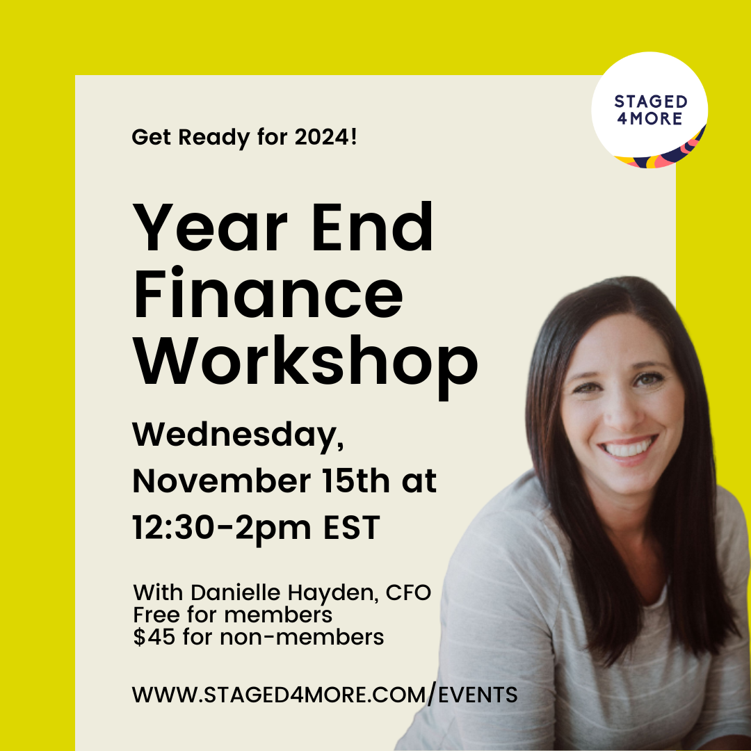 Year End Finance Workshop with Danielle Hayden at Staged4more School of Home Staging